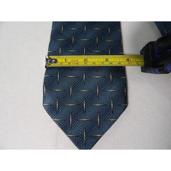 Kenneth Cole New York Mens Neck Tie Silk Blue Gray Geometric Diamonds - Picture 4 of 7